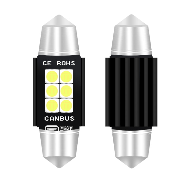 2 PCS 39mm DC12V-24V 3W 6000K 660LM 6LEDs SMD-3030 Car Reading Lamp / License Plate Light - free shipping - PMC TechLife - Order now!