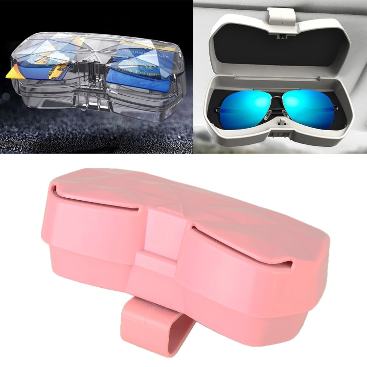 Car Multi-functional Glasses Case Sunglasses Storage Holder with Card Slot, Diamond Style (Pink) - Sunglasses & Glasses Clips by PMC TechLife | Online Shopping South Africa | PMC TechLife | Buy Now Pay Later Mobicred
