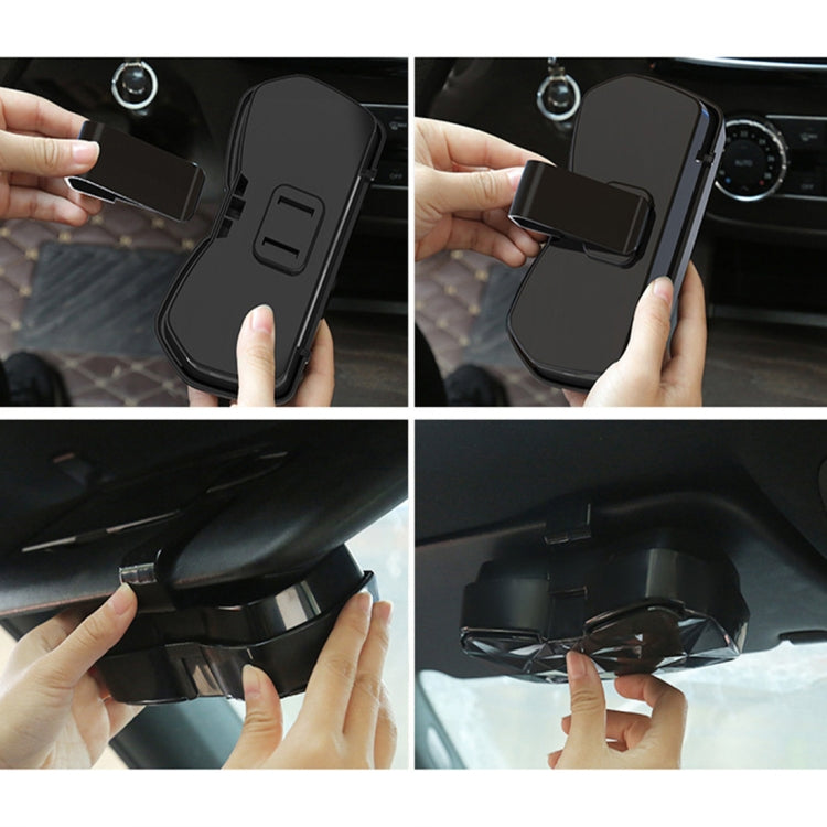 Car Multi-functional Glasses Case Sunglasses Storage Holder with Card Slot, Diamond Style (Beige) - Sunglasses & Glasses Clips by PMC TechLife | Online Shopping South Africa | PMC TechLife | Buy Now Pay Later Mobicred