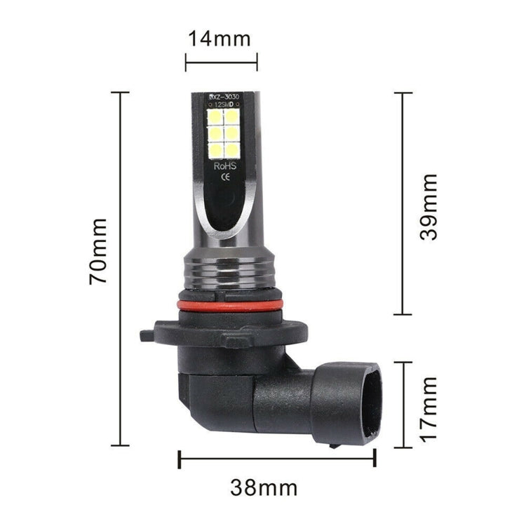 2 PCS 9005 DC12V-24V / 12W / 3000K / 800LM 12LEDs SMD-3030 Car LED Fog Light(White Light) - Fog / Driving Lights by PMC TechLife | Online Shopping South Africa | PMC TechLife | Buy Now Pay Later Mobicred