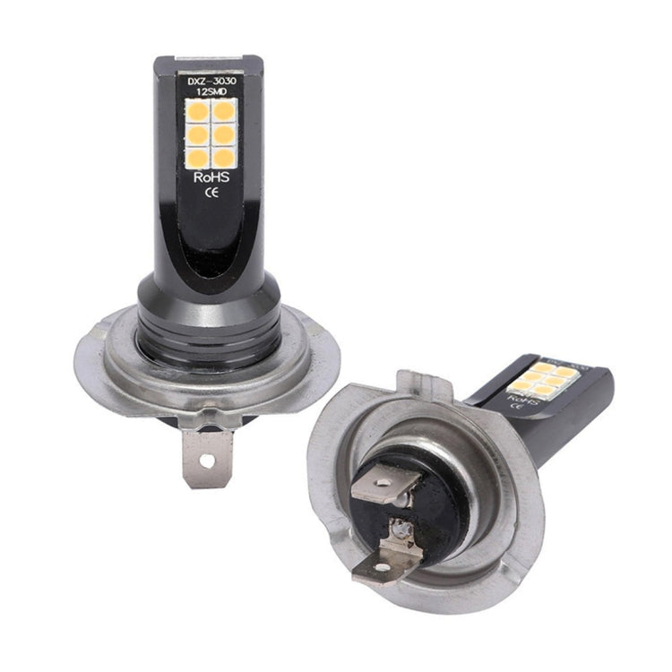 2 PCS H7 DC12V-24V / 12W / 3000K / 800LM 12LEDs SMD-3030 Car LED Fog Light (Yellow Light) - free shipping - PMC TechLife - Order now!