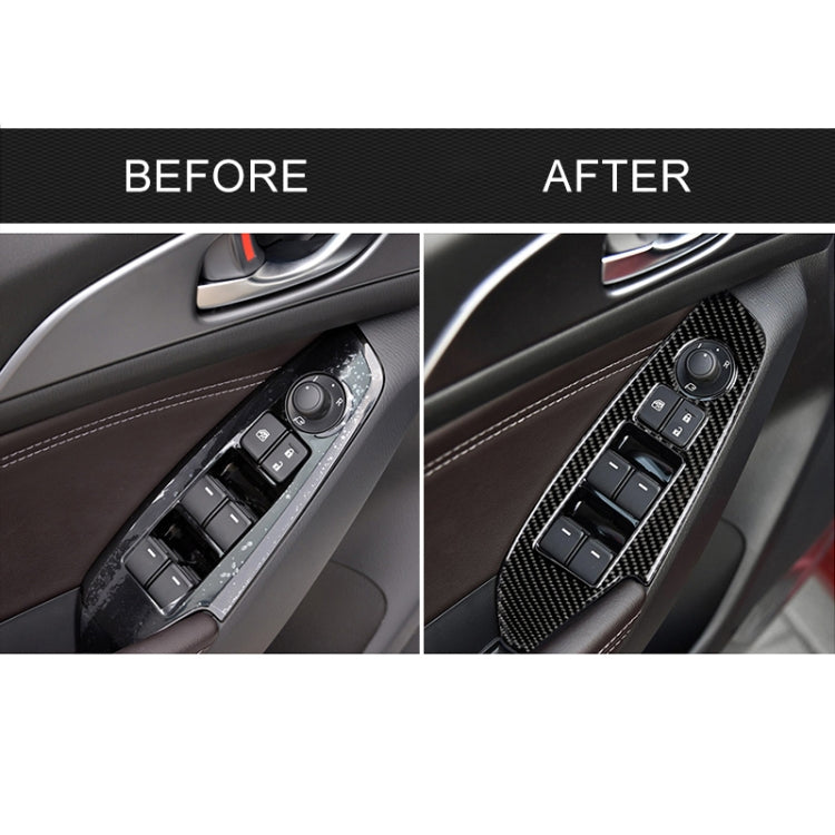 Car Carbon Fiber Left Drive Window Lift Panel Decorative Sticker for Mazda Axela 2014 / 2017-2018 - Car Interior Mouldings by PMC TechLife | Online Shopping South Africa | PMC TechLife | Buy Now Pay Later Mobicred