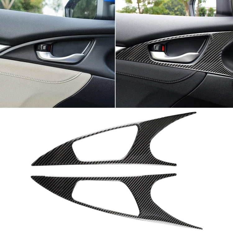 2 PCS Car Carbon Fiber Door Inner Handle Wrist Panel Decorative Sticker for Honda Tenth Generation Civic 2016-2019 - Car Interior Mouldings by PMC TechLife | Online Shopping South Africa | PMC TechLife | Buy Now Pay Later Mobicred