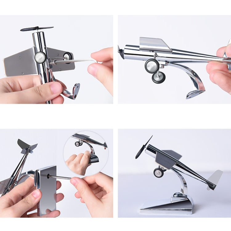 Car Interior Decoration Accessories Aircraft Model Ornaments Propeller Rotating Solar Energy Ornament (Silver) - Ornaments by PMC TechLife | Online Shopping South Africa | PMC TechLife | Buy Now Pay Later Mobicred