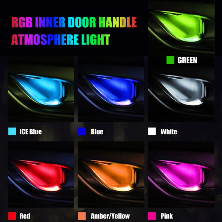 4 PCS Universal Car Colorful LED Inner Handle Light Atmosphere Lights Decorative Lamp DC12V / 0.5W Cable Length: 70cm (Colour) - free shipping - PMC TechLife - Order now!