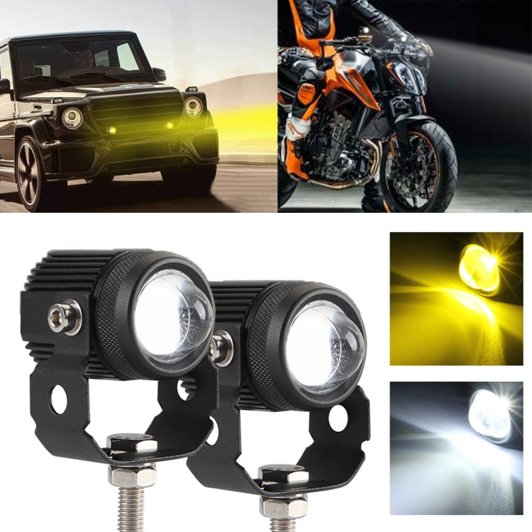 2 PCS DC9-36V / 20W / 6000K / 3000K / 2000LM Motorcycles Double Color Headlights / Fog Light - Headlights by PMC TechLife | Online Shopping South Africa | PMC TechLife | Buy Now Pay Later Mobicred