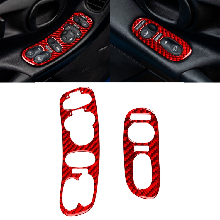 2 in 1 Car Carbon Fiber Door Control Panel Memory Seat Sticker Set for Chevrolet Corvette C5 1998-2004, Left Drive (Red) - Car Interior Mouldings by PMC TechLife | Online Shopping South Africa | PMC TechLife | Buy Now Pay Later Mobicred