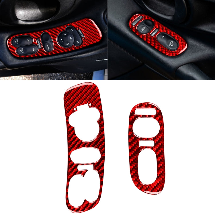 2 in 1 Car Carbon Fiber Door Control Panel  Sticker Set B for Chevrolet Corvette C5 1998-2004, Left Drive(Red) - Car Interior Mouldings by PMC TechLife | Online Shopping South Africa | PMC TechLife | Buy Now Pay Later Mobicred