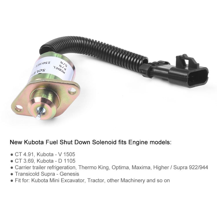 Excavator Fuel Shutdown Shut Off Solenoid Valve for Kubota V1505 R90 1503ES-12A5UC9S - Engine Fittings by PMC TechLife | Online Shopping South Africa | PMC TechLife | Buy Now Pay Later Mobicred