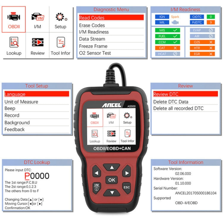 Ancel AS500 OBDII Scanner Engine Reader Car Diagnostics Tool - Electronic Test by PMC TechLife | Online Shopping South Africa | PMC TechLife | Buy Now Pay Later Mobicred