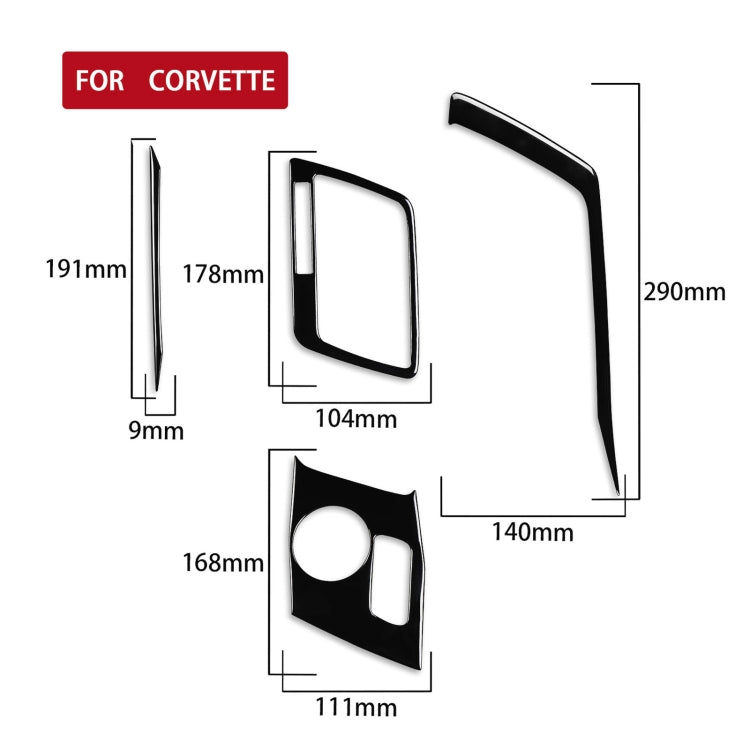 For Chevrolet Corvette C7 2014-2019 4 in 1 Car Gear Position Decorative Sticker, Left Drive - Car Interior Mouldings by PMC TechLife | Online Shopping South Africa | PMC TechLife | Buy Now Pay Later Mobicred