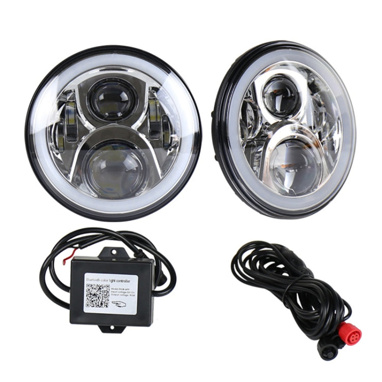 2 PCS 7 inch DC12V 6000K-6500K 50W Car LED Headlight Lamp Beads for Jeep Wrangler / Harley, Support APP + Bluetooth Control(Silver) - LED Headlamps by PMC TechLife | Online Shopping South Africa | PMC TechLife | Buy Now Pay Later Mobicred