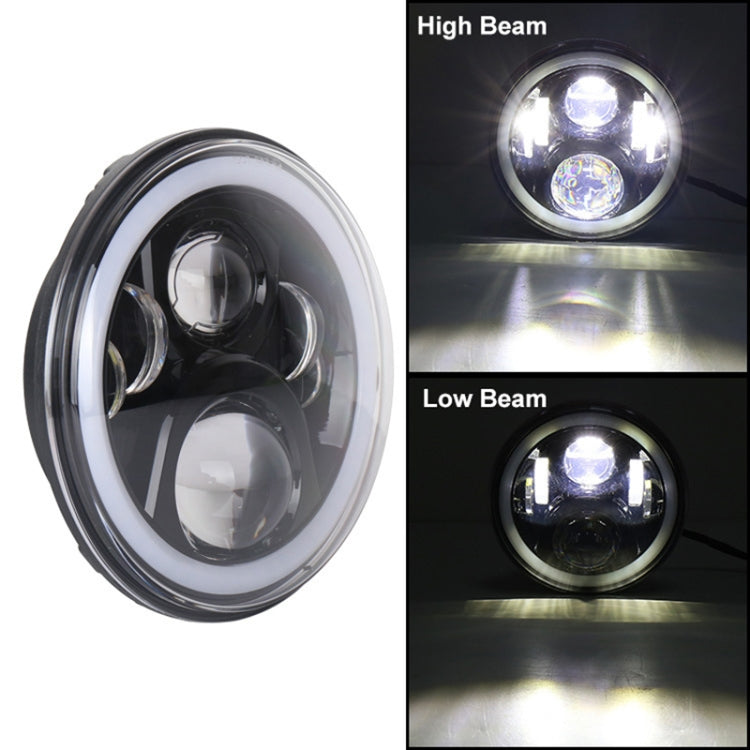 2 PCS 7 inch DC12V 6000K-6500K 50W Car LED Headlight Lamp Beads for Jeep Wrangler / Harley, Support APP + Bluetooth Control(Black) - Work Lights by PMC TechLife | Online Shopping South Africa | PMC TechLife | Buy Now Pay Later Mobicred