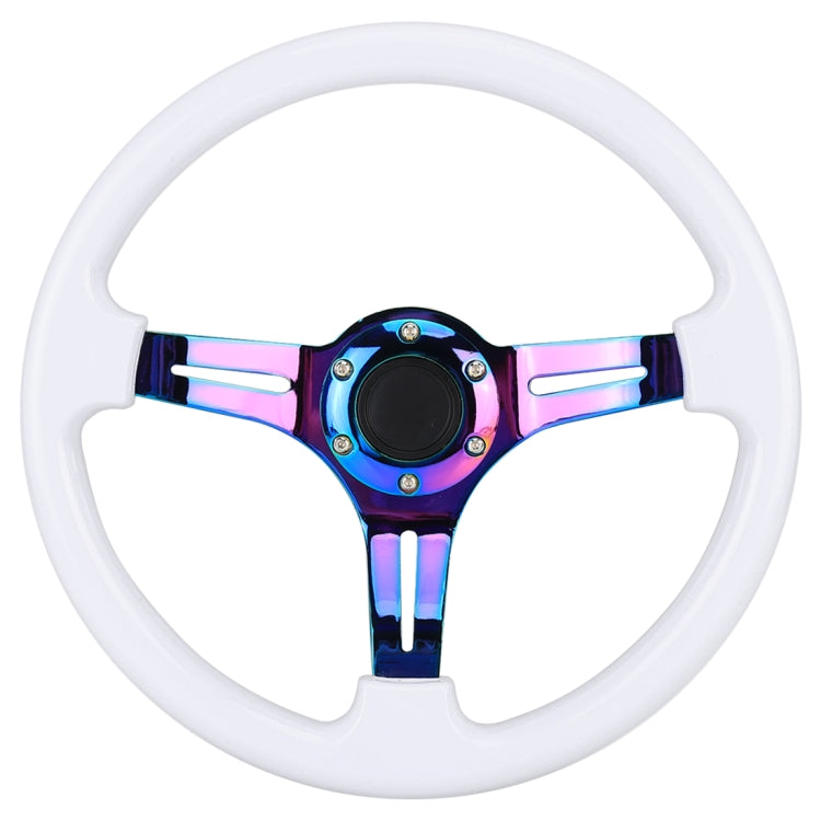 Car Colorful Modified Racing Sport Horn Button Steering Wheel, Diameter: 35cm(White) - Steering Wheel Accessories by PMC TechLife | Online Shopping South Africa | PMC TechLife | Buy Now Pay Later Mobicred