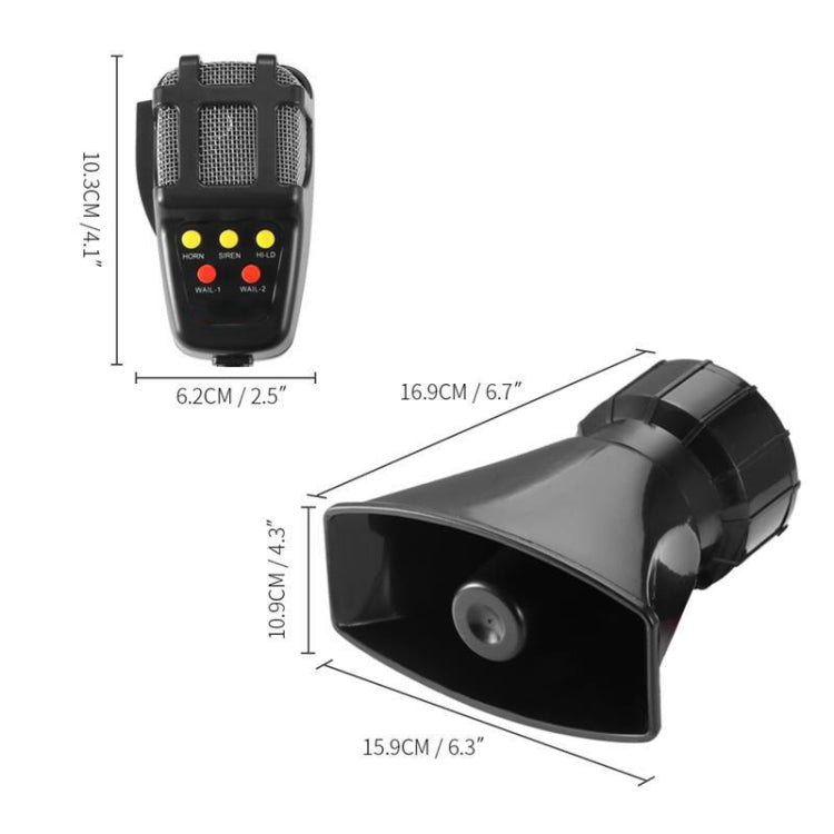 HW-1006B 12V 100W 125dB 5-tone Car Electric Alarm Air Horn Siren Speaker 5 Sound Tone Super Loud with Mic - Security Alarm System by PMC TechLife | Online Shopping South Africa | PMC TechLife | Buy Now Pay Later Mobicred