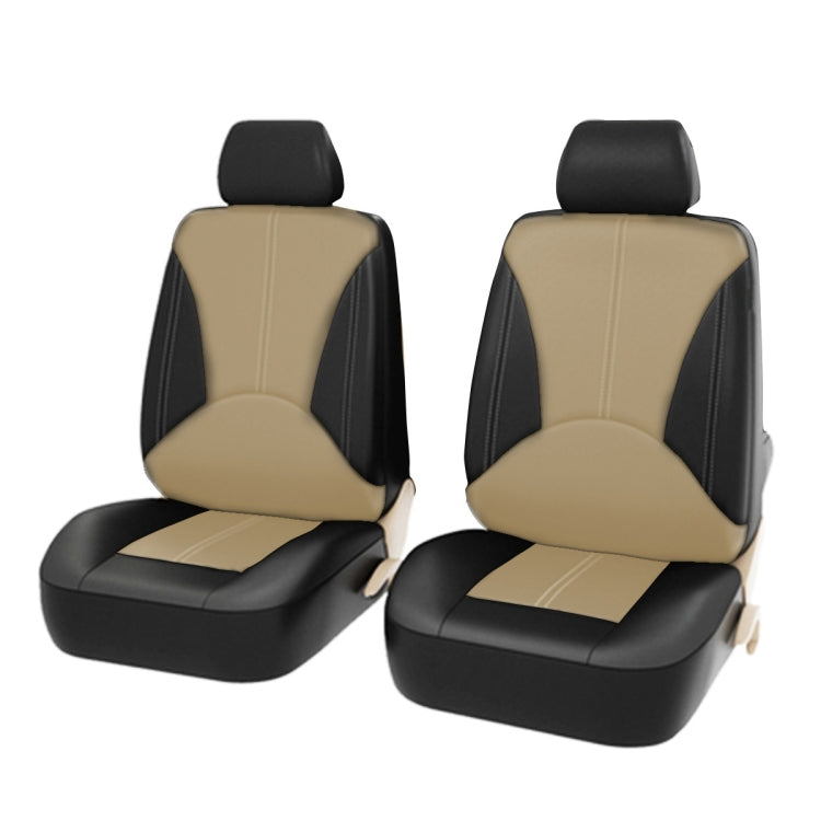 4 in 1 Universal PU Leather Four Seasons Anti-Slippery Front Seat Cover Cushion Mat Set for 2 Seat Car(Beige) - Seat Accessories by PMC TechLife | Online Shopping South Africa | PMC TechLife | Buy Now Pay Later Mobicred