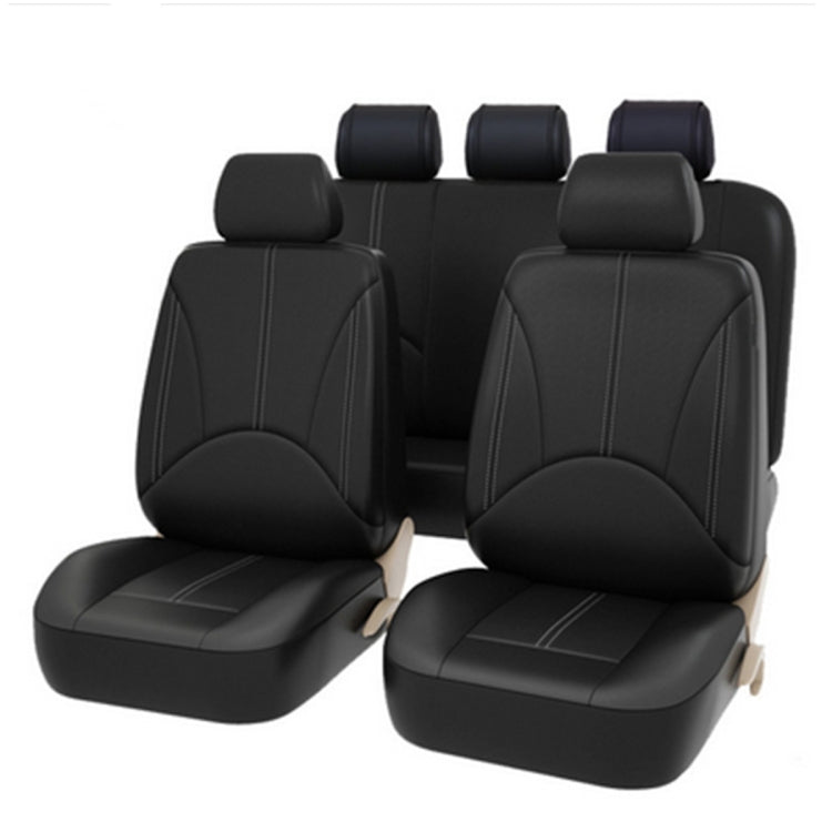 9 in 1 Universal PU Leather Four Seasons Anti-Slippery Cushion Mat Set for 5 Seat Car (Black) - free shipping - PMC TechLife - Order now!