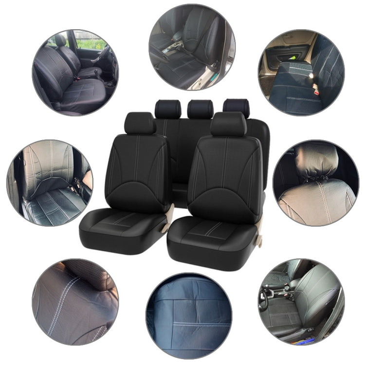9 in 1 Universal PU Leather Four Seasons Anti-Slippery Cushion Mat Set for 5 Seat Car (Black) - free shipping - PMC TechLife - Order now!