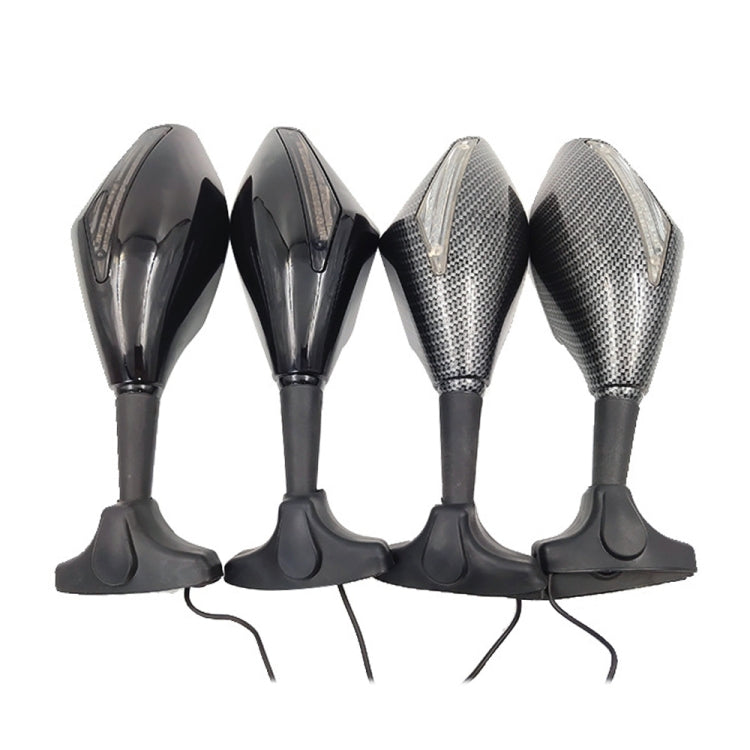 Motorcycle Modified Rear View Mirror Set with Light for Kawasaki (Carbon Fiber Black) - Side Mirrors by PMC TechLife | Online Shopping South Africa | PMC TechLife | Buy Now Pay Later Mobicred