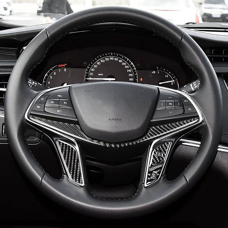 4 in 1 Car Carbon Fiber Steering Wheel Button Decorative Sticker for Cadillac xt5 2016-2017, Left and Right Drive Universal - Car Interior Mouldings by PMC TechLife | Online Shopping South Africa | PMC TechLife | Buy Now Pay Later Mobicred