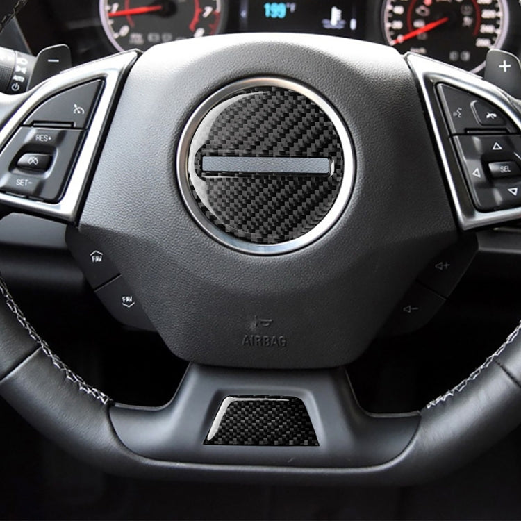 2 in 1 Car Carbon Fiber Steering Wheel Button Decorative Sticker for Chevrolet Camaro 2017-2019, Left and Right Drive Universal - Car Interior Mouldings by PMc TechLife | Online Shopping South Africa | PMc TechLife | Buy Now Pay Later Mobicred