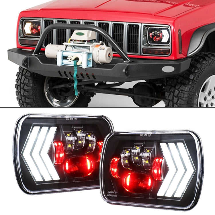 2 PCS 5X7 inch Car Modified Red Background LED Square Headlamp for Jeep Wrangler - Work Lights by PMC TechLife | Online Shopping South Africa | PMC TechLife | Buy Now Pay Later Mobicred
