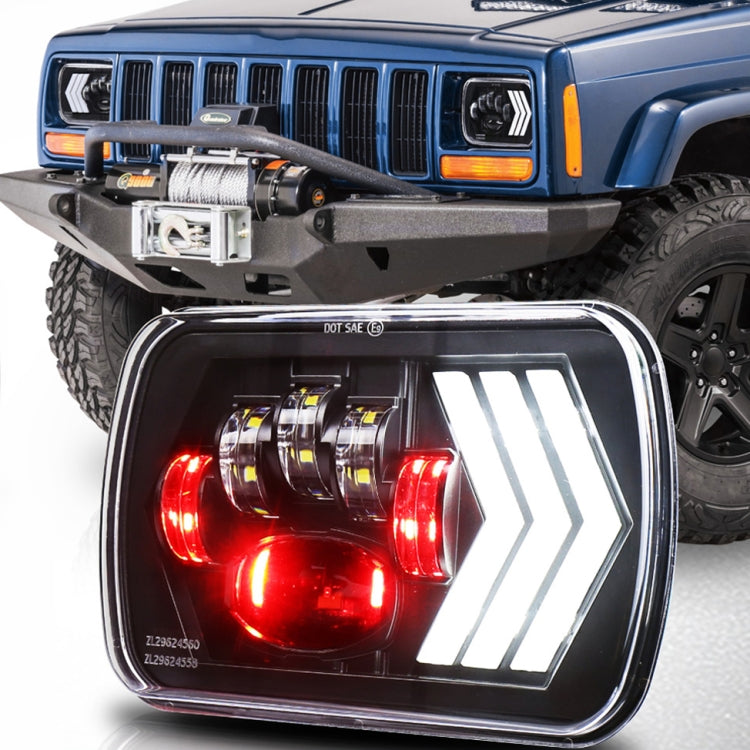2 PCS 5X7 inch Car Modified Red Background LED Square Headlamp for Jeep Wrangler - Work Lights by PMC TechLife | Online Shopping South Africa | PMC TechLife | Buy Now Pay Later Mobicred