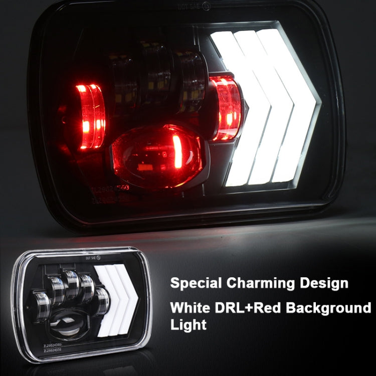 2 PCS 5X7 inch Car Modified Red Background LED Square Headlamp for Jeep Wrangler - Work Lights by PMC TechLife | Online Shopping South Africa | PMC TechLife | Buy Now Pay Later Mobicred