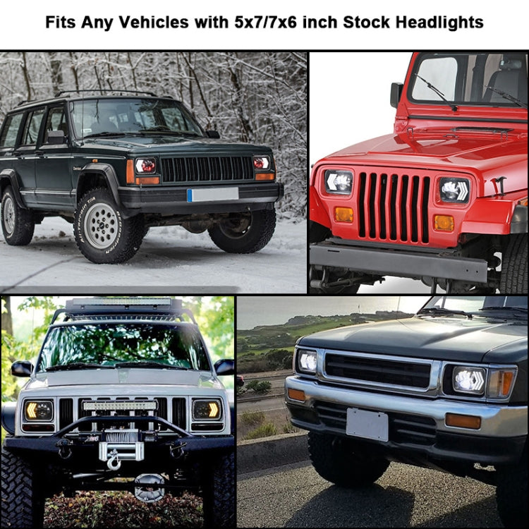 2 PCS 5X7 inch Car Modified Red Background LED Square Headlamp for Jeep Wrangler - Work Lights by PMC TechLife | Online Shopping South Africa | PMC TechLife | Buy Now Pay Later Mobicred