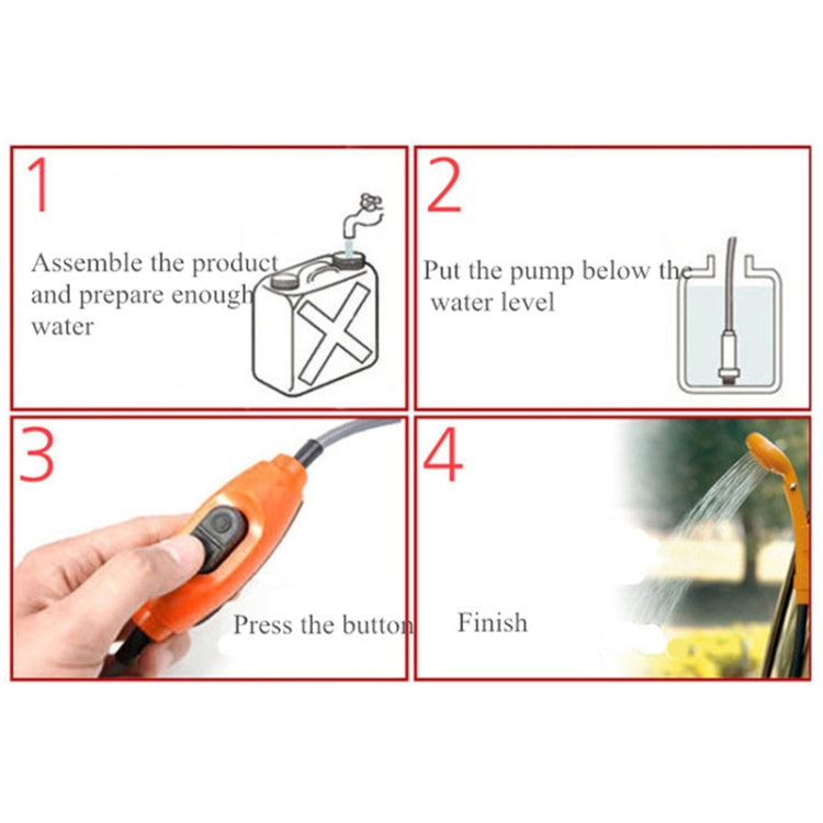 12V Portable Outdoor Car Electric Shower Sprinkler Washer (Orange) - Car washing supplies by PMC TechLife | Online Shopping South Africa | PMC TechLife | Buy Now Pay Later Mobicred