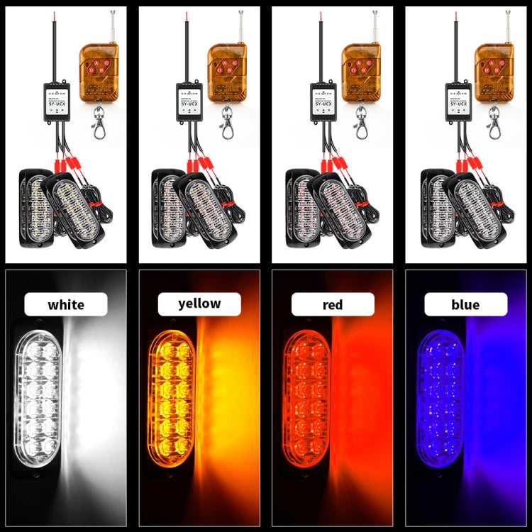 DC12V-24V / 18W 4 in 1 Front Grille Emergency Strobe Flash Warning Light Pickup 12LEDs Side Light Wireless Control 16 Modes (Red Light) - Warning Lights by PMC TechLife | Online Shopping South Africa | PMC TechLife | Buy Now Pay Later Mobicred
