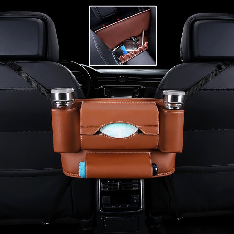 Car Front Seat Hanging Bag Paper Towel / Water Cup Storage Bag(Brown) - free shipping - PMC Jewellery - Order now!