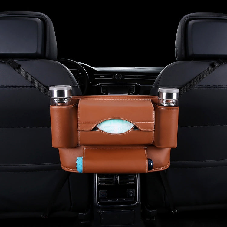Car Front Seat Hanging Bag Paper Towel / Water Cup Storage Bag(Brown) - free shipping - PMC Jewellery - Order now!