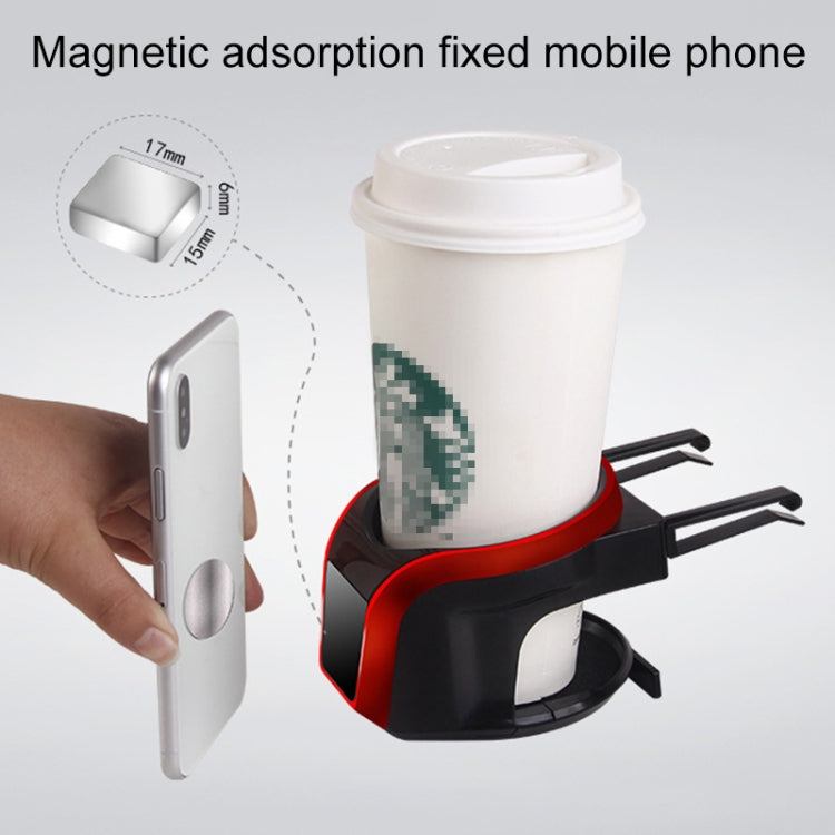2 in 1 Car Air Outlet Magnetic Mount Beverage Cup Stand Phone Holder(Red) - Car Drink Holders by PMC TechLife | Online Shopping South Africa | PMC TechLife | Buy Now Pay Later Mobicred
