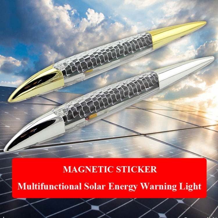Car Solar Shark Gill Warning Lights Car Door Anti-collision Rear-end Collision LED Dlashing Lamp, Mode: Constant Bright + Flashing (Gold) - Warning Lights by PMC TechLife | Online Shopping South Africa | PMC TechLife | Buy Now Pay Later Mobicred