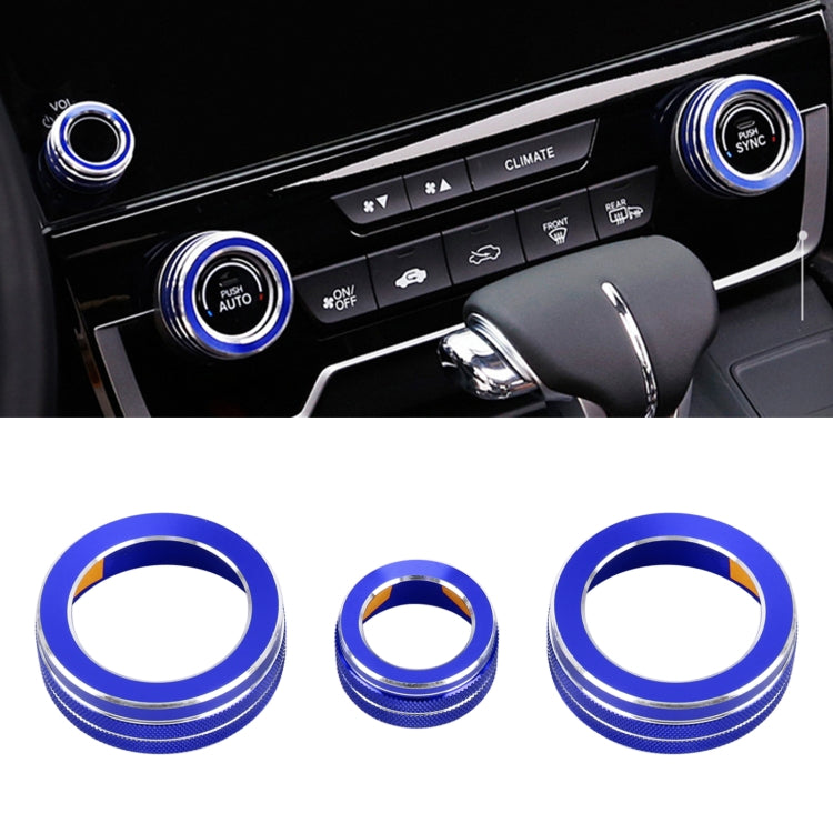 3 PCS Car Metal Air Conditioner Knob Case for Honda CR-V 2017(Blue) - Decoration Rings by PMC TechLife | Online Shopping South Africa | PMC TechLife | Buy Now Pay Later Mobicred