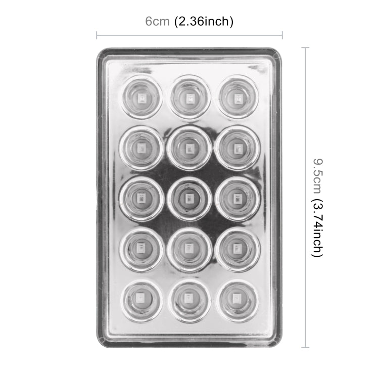 DC12V 1W Car Square Highlight Brake Lights Reversing Light with 15LEDs SMD-3528 (Transparent) - Brake Lights by PMC TechLife | Online Shopping South Africa | PMC TechLife | Buy Now Pay Later Mobicred