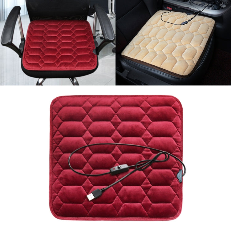 Car USB Seat Heater Cushion Warmer Cover Winter Heated Warm Mat, Style: Square (Red) - free shipping - PMC Jewellery - Order now!