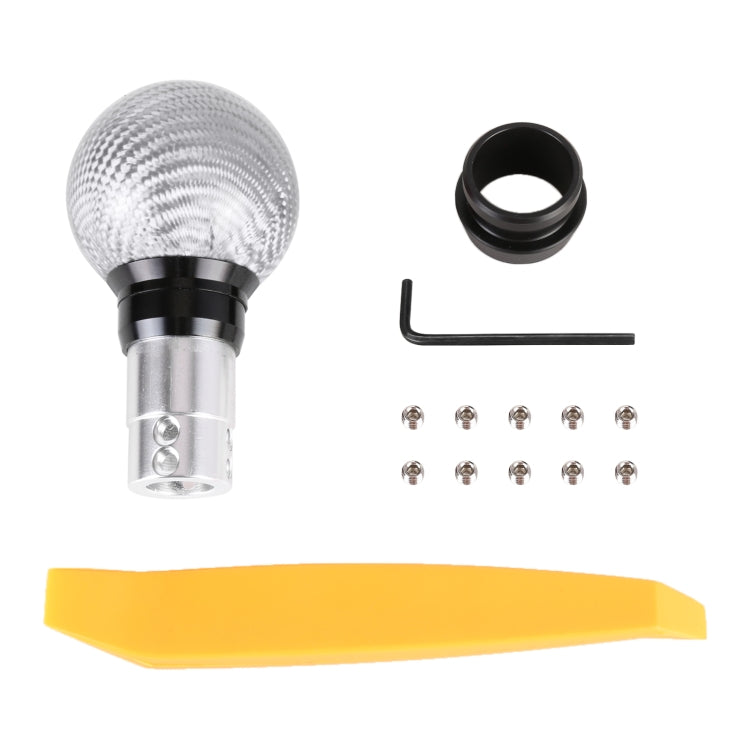 Universal Car Pressable Telescopic Carbon Fiber Gear Head Gear Shift Knob, Length: 9.5cm (Silver) - Shift Knob by PMC TechLife | Online Shopping South Africa | PMC TechLife | Buy Now Pay Later Mobicred