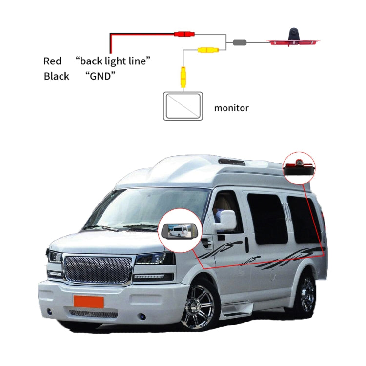 PZ467 Car Waterproof 170 Degree Brake Light View Camera + 7 inch Rearview Monitor for Chevrolet - Rear View Cameras by PMC TechLife | Online Shopping South Africa | PMC TechLife | Buy Now Pay Later Mobicred