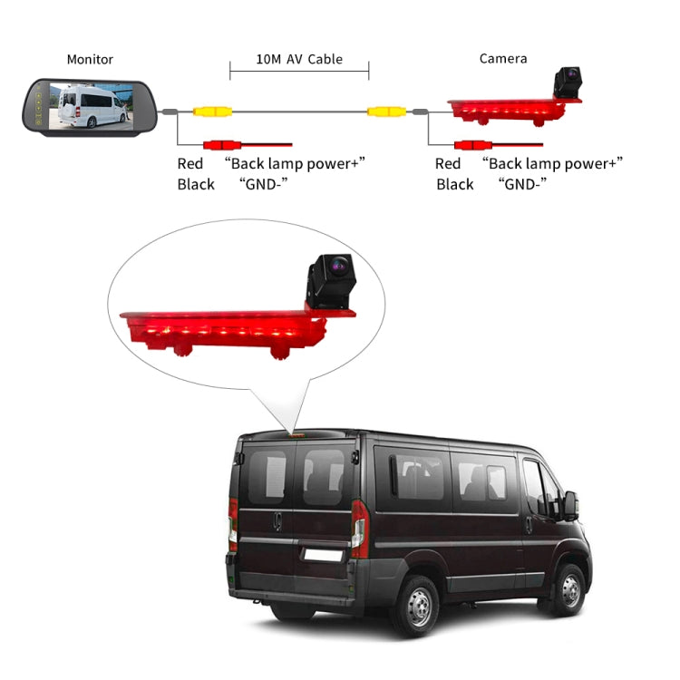 PZ470 Car Waterproof 170 Degree Brake Light View Camera + 7 inch Rearview Monitor for Volkswagen T5 / T6 2010-2017 - Rear View Cameras by PMC TechLife | Online Shopping South Africa | PMC TechLife | Buy Now Pay Later Mobicred