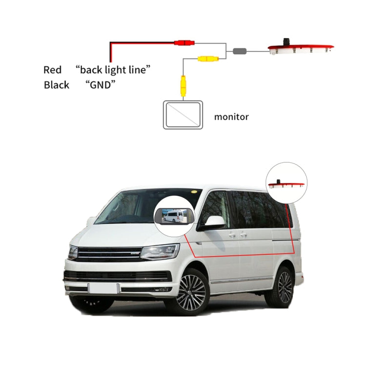 PZ473 Car Waterproof 170 Degree Brake Light View Camera for Volkswagen T6 Single Door - Rear View Cameras by PMC TechLife | Online Shopping South Africa | PMC TechLife | Buy Now Pay Later Mobicred