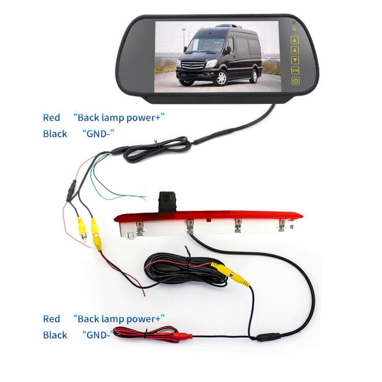 PZ473 Car Waterproof 170 Degree Brake Light View Camera + 7 inch Rearview Monitor for Volkswagen T6 Single Door - Rear View Cameras by PMC TechLife | Online Shopping South Africa | PMC TechLife | Buy Now Pay Later Mobicred