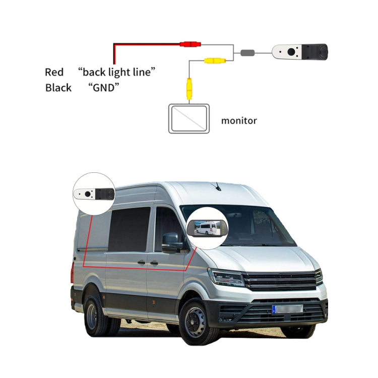 PZ475 Car Waterproof 170 Degree Brake Light View Camera + 7 inch Rearview Monitor for Volkswagen Crafter - Rear View Cameras by PMC TechLife | Online Shopping South Africa | PMC TechLife | Buy Now Pay Later Mobicred