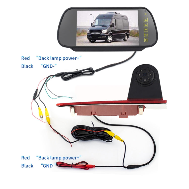 PZ477 Car Waterproof 170 Degree Brake Light View Camera + 7 inch Rearview Monitor for Ford Transit Custom - Rear View Cameras by PMC TechLife | Online Shopping South Africa | PMC TechLife | Buy Now Pay Later Mobicred