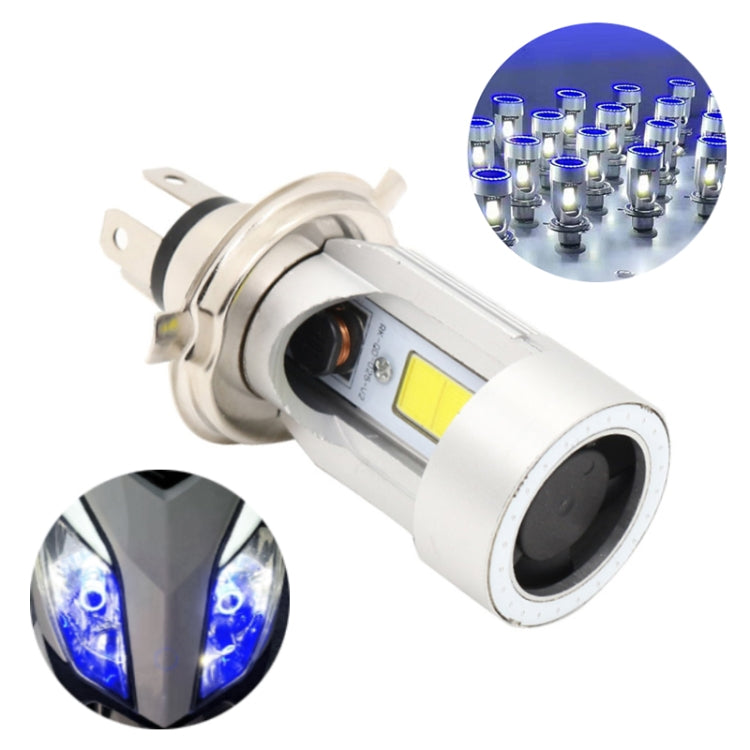 H4 DC12-80V / 20W / 6000K / 2000LM Motorcycle Headlight with Angel Eyes (Blue) - Headlights by PMC Jewellery | Online Shopping South Africa | PMC Jewellery | Buy Now Pay Later Mobicred