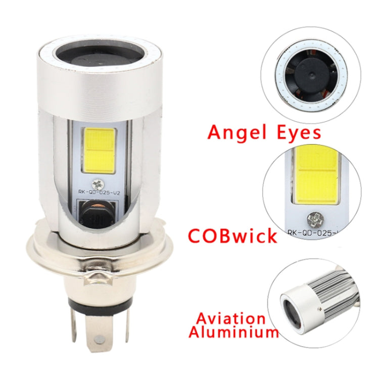 H4 DC12-80V / 20W / 6000K / 2000LM Motorcycle Headlight with Angel Eyes (Blue) - Headlights by PMC Jewellery | Online Shopping South Africa | PMC Jewellery | Buy Now Pay Later Mobicred