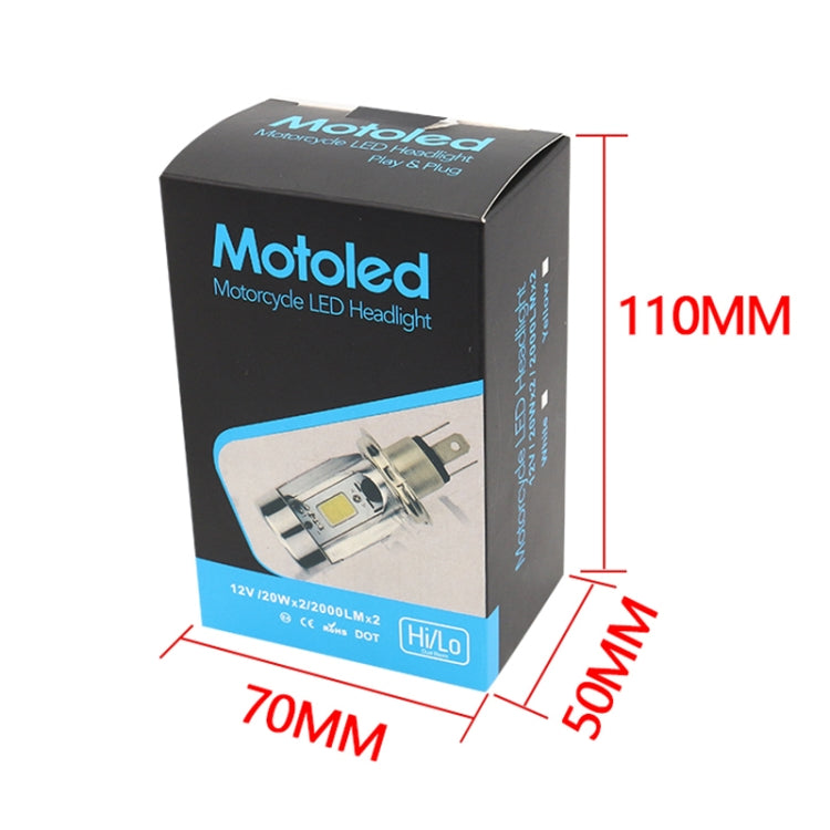 H4 DC12-80V / 20W / 6000K / 2000LM Motorcycle Headlight with Angel Eyes (Blue) - Headlights by PMC Jewellery | Online Shopping South Africa | PMC Jewellery | Buy Now Pay Later Mobicred