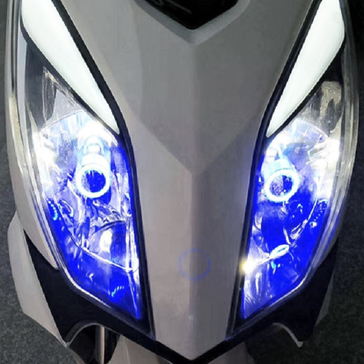 H4 DC12-80V / 20W / 6000K / 2000LM Motorcycle Headlight with Angel Eyes (Blue) - Headlights by PMC Jewellery | Online Shopping South Africa | PMC Jewellery | Buy Now Pay Later Mobicred