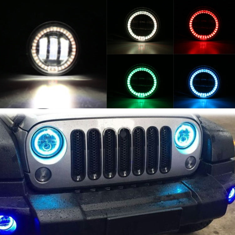 2 PCS DC12V-30V / 30W / 3A / 1440LM 12LEDs  4 inch Car LED Colorful Fog Light, Style: White Background (Yellow Light) - Fog / Driving Lights by PMC TechLife | Online Shopping South Africa | PMC TechLife | Buy Now Pay Later Mobicred